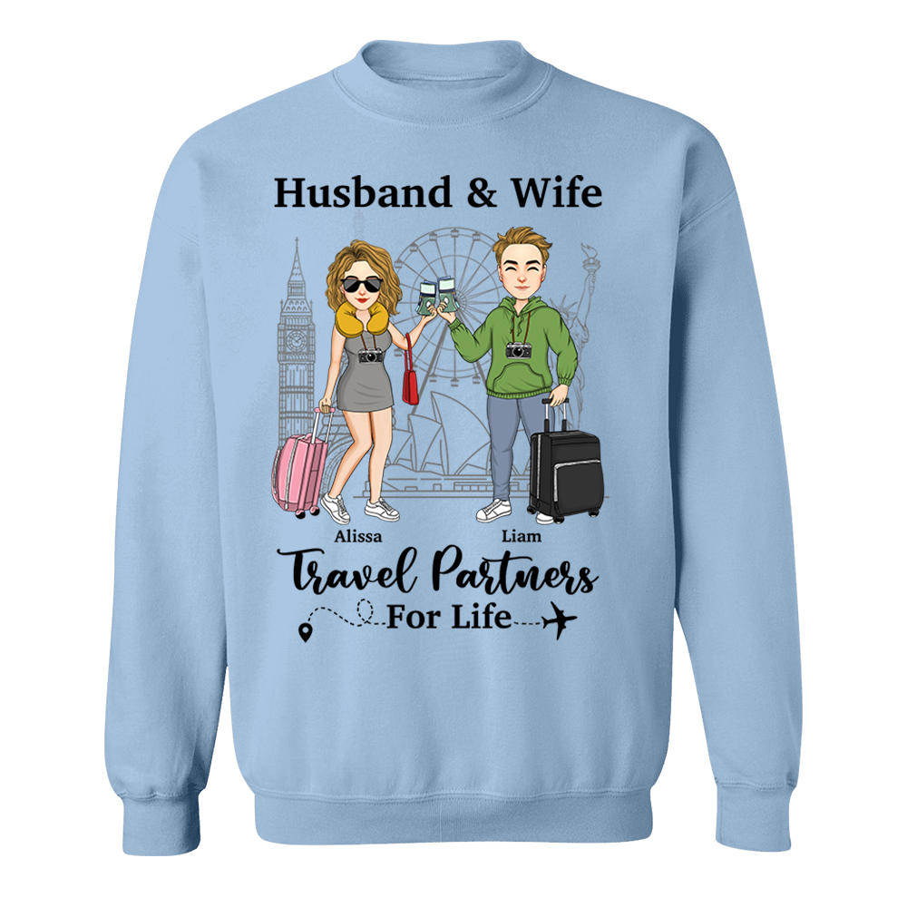 Travel Couple Travel Partners For Life - Couple Gift - Personalized Traveling Shirt Pa00