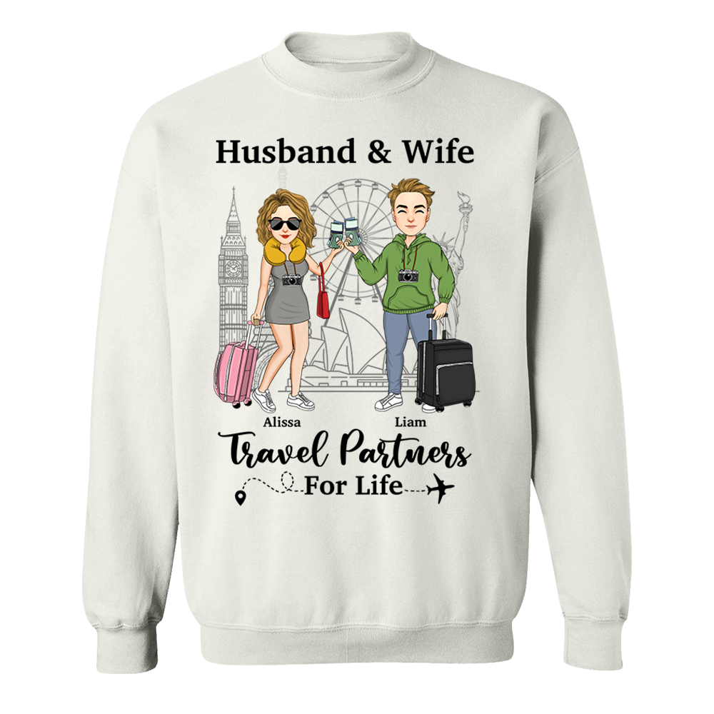 Travel Couple Travel Partners For Life - Couple Gift - Personalized Traveling Shirt Pa00
