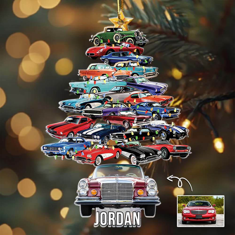 Christmas Car Tree Ornament, Custom Photo Car Ornament A2110