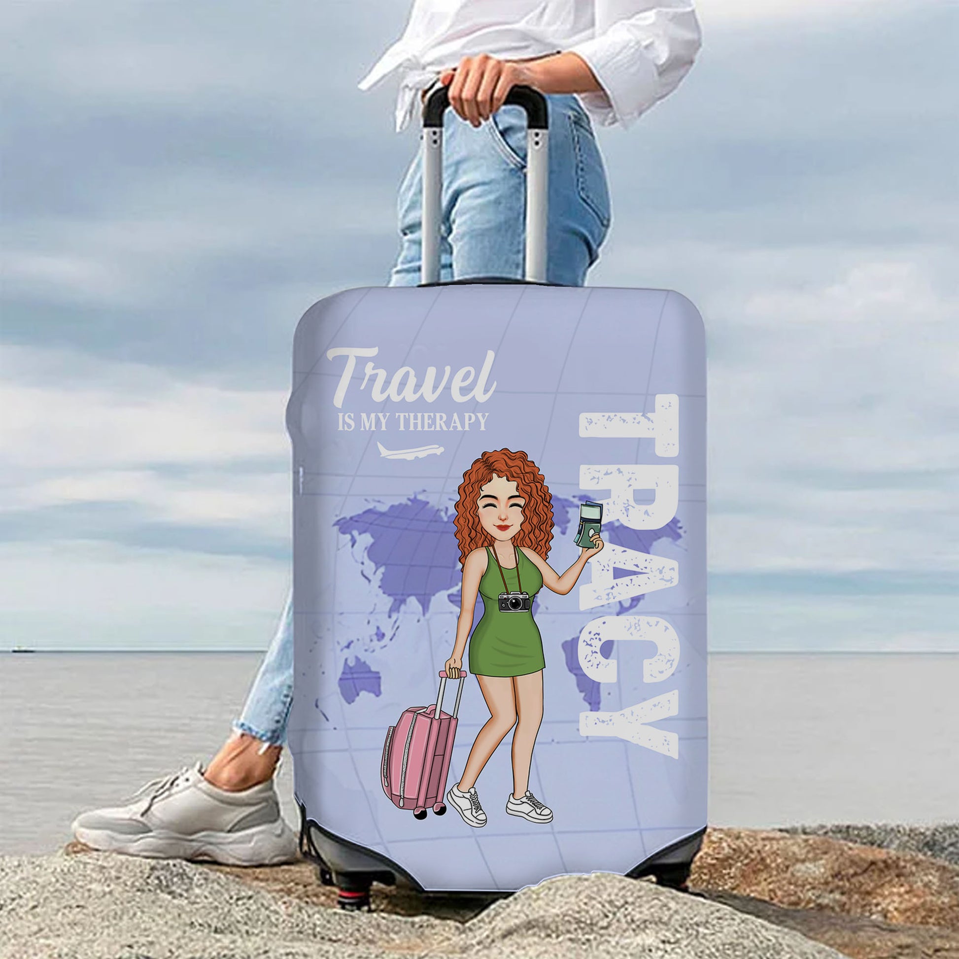 Personalized Just A Girl Boy Who Loves Traveling Luggage Protective Cover For Travel Lover Pa00
