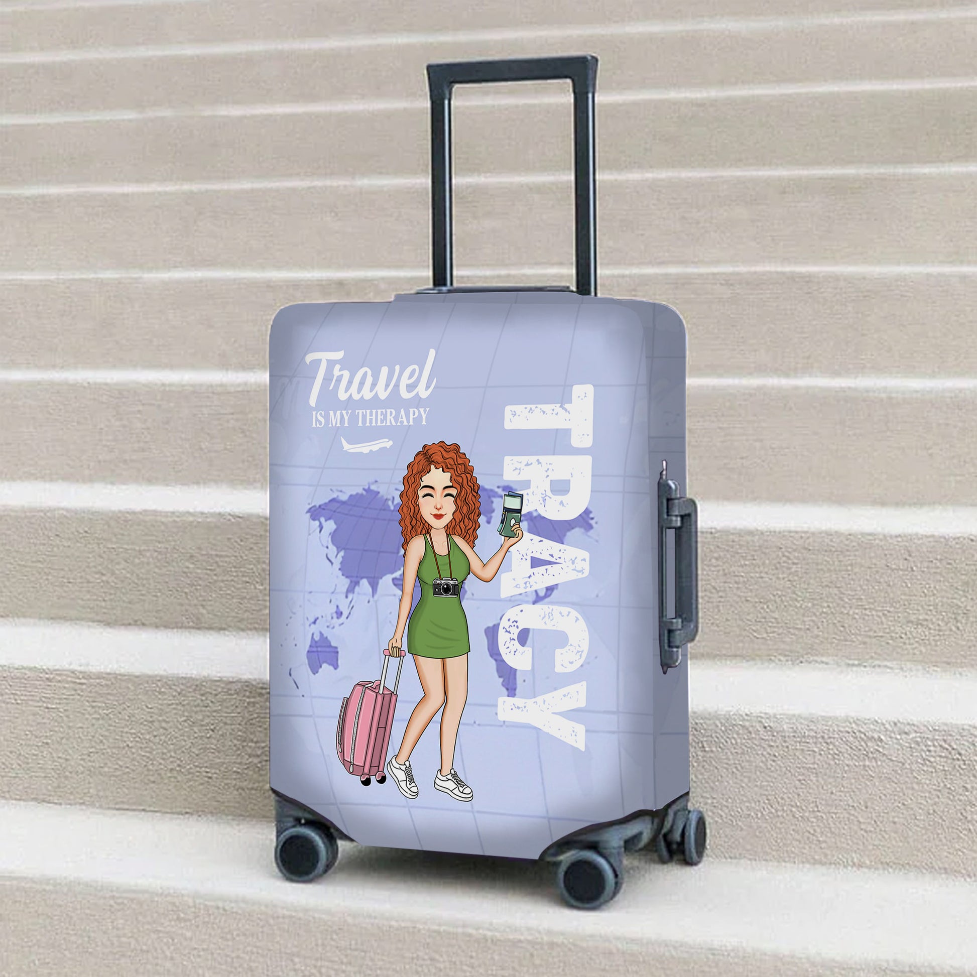 Personalized Just A Girl Boy Who Loves Traveling Luggage Protective Cover For Travel Lover Pa00