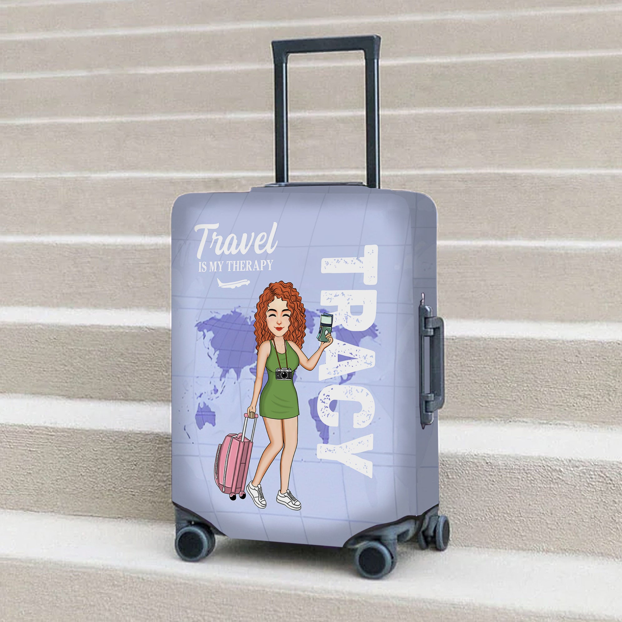 Personalized Just A Girl Boy Who Loves Traveling Luggage Protective Cover For Travel Lover Pa00