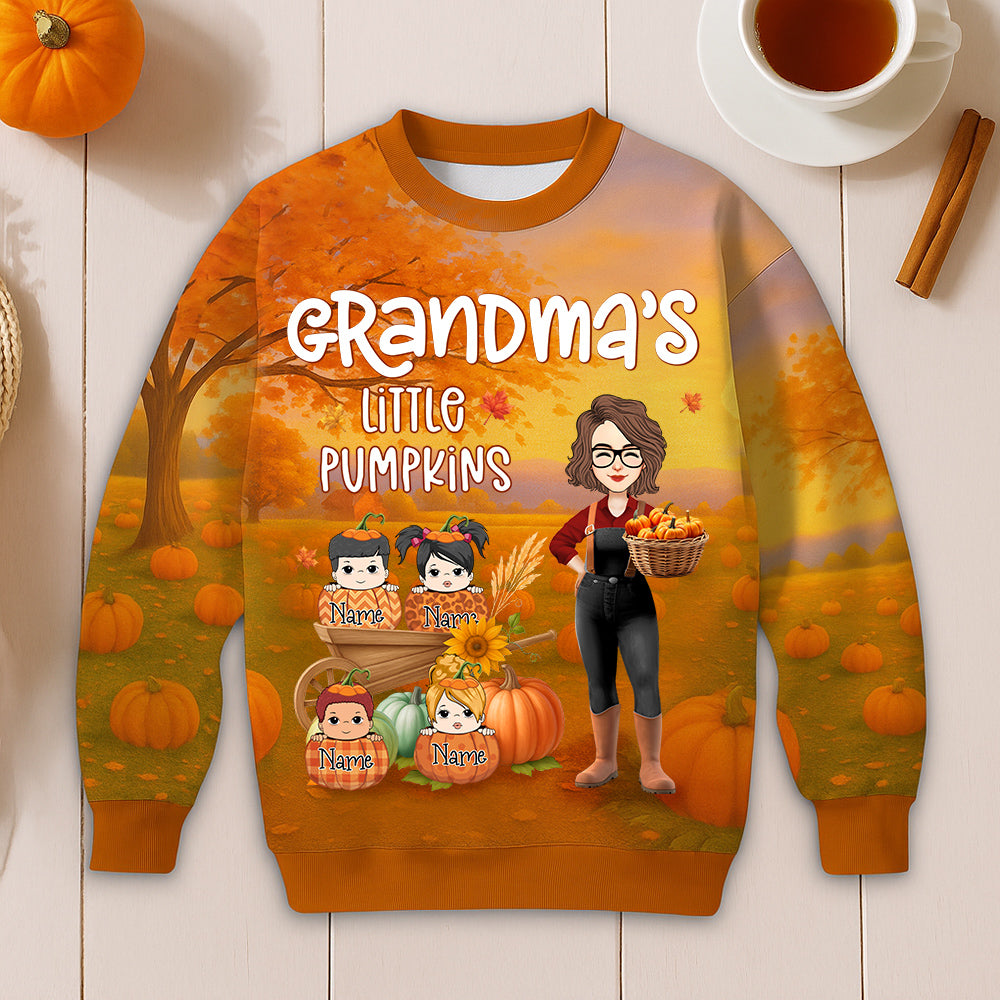 Grandma's Little Pumpkins - Personalized Grandma Autumn Shirt NA04 Nh00