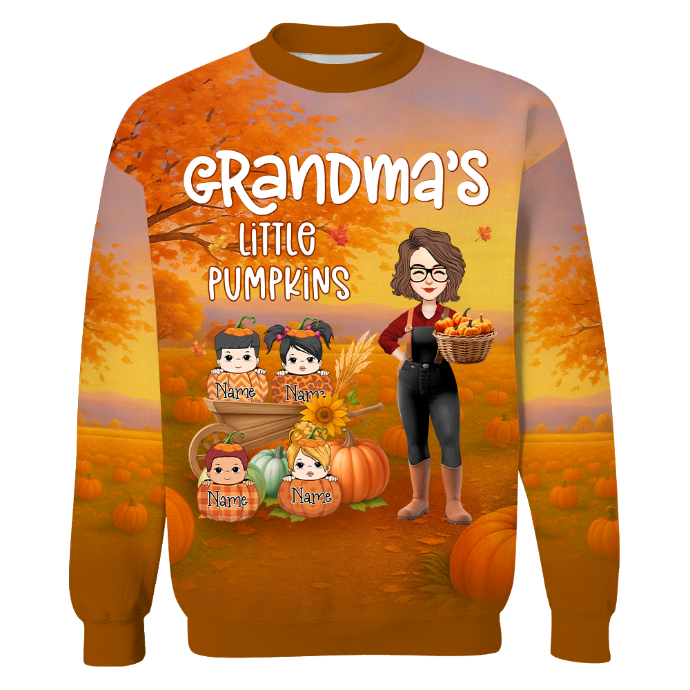 Grandma's Little Pumpkins - Personalized Grandma Autumn Shirt NA04 Nh00