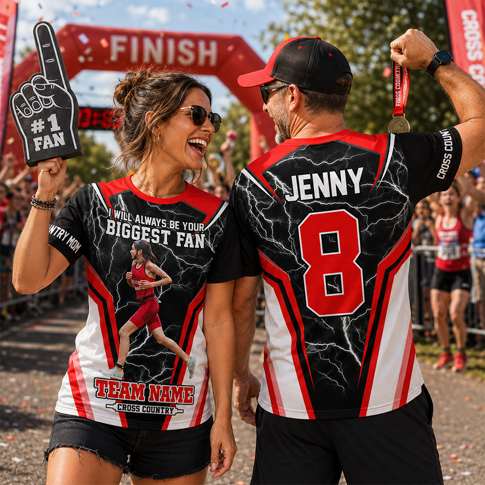 Personalized Cross Country Mom Shirt, I’ll Always Be Your Biggest Fan, Custom Player Name & Number All Over Print Game Day Shirt for Mom Grandma Family Vr2 Hv01 