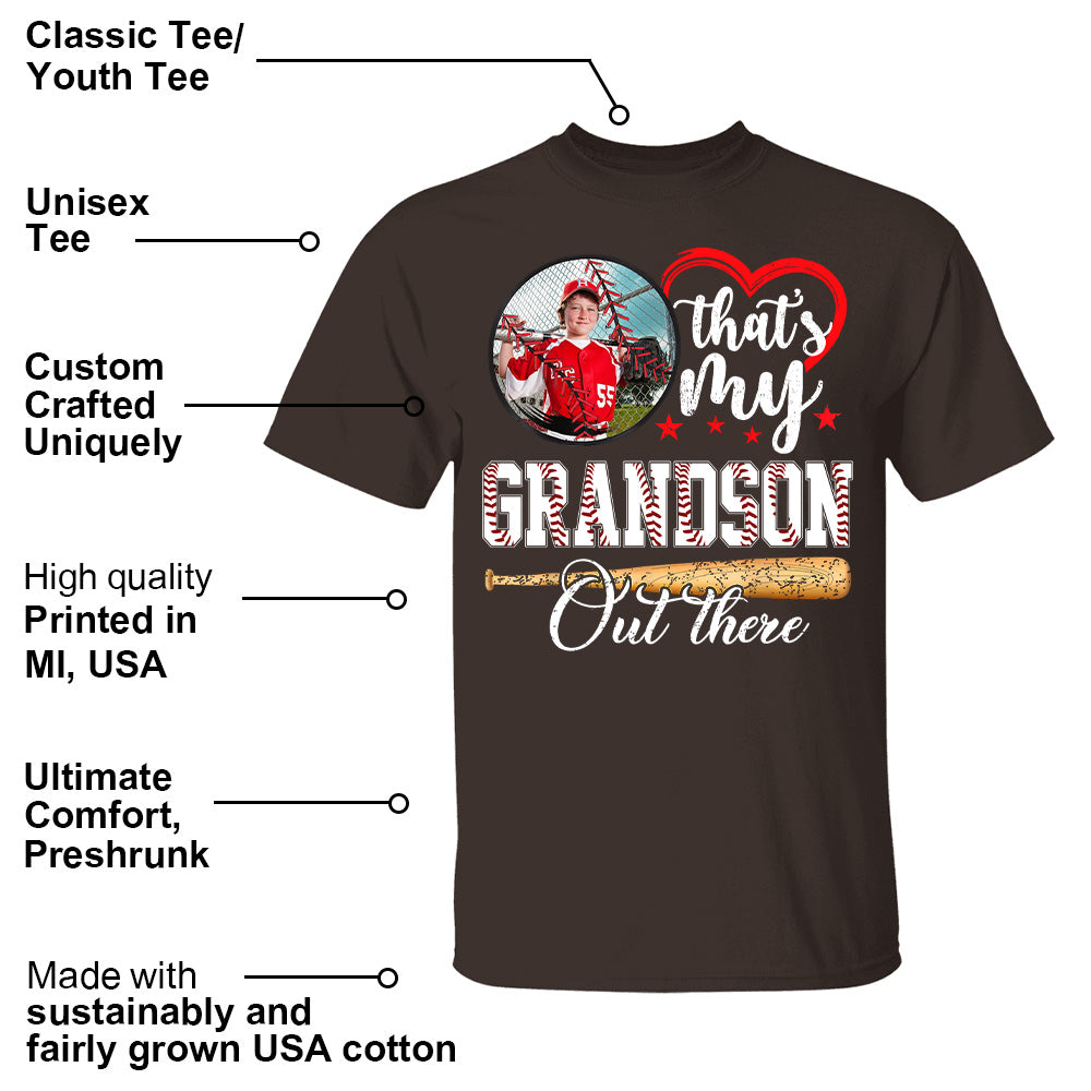 That's My Grandson Out There - Custom Upload Photo Baseball Shirt Pt99