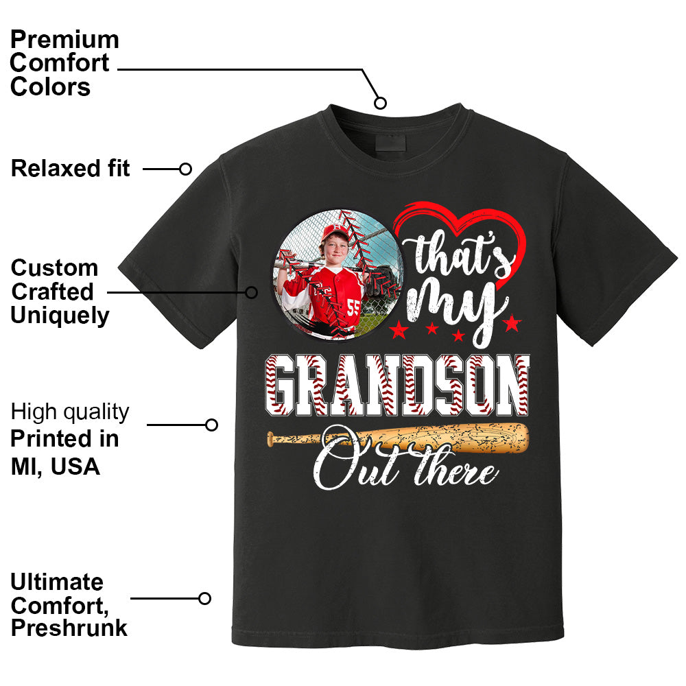 That's My Grandson Out There - Custom Upload Photo Baseball Shirt Pt99