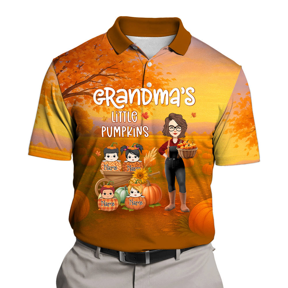 Grandma's Little Pumpkins - Personalized Grandma Autumn Shirt NA04 Nh00
