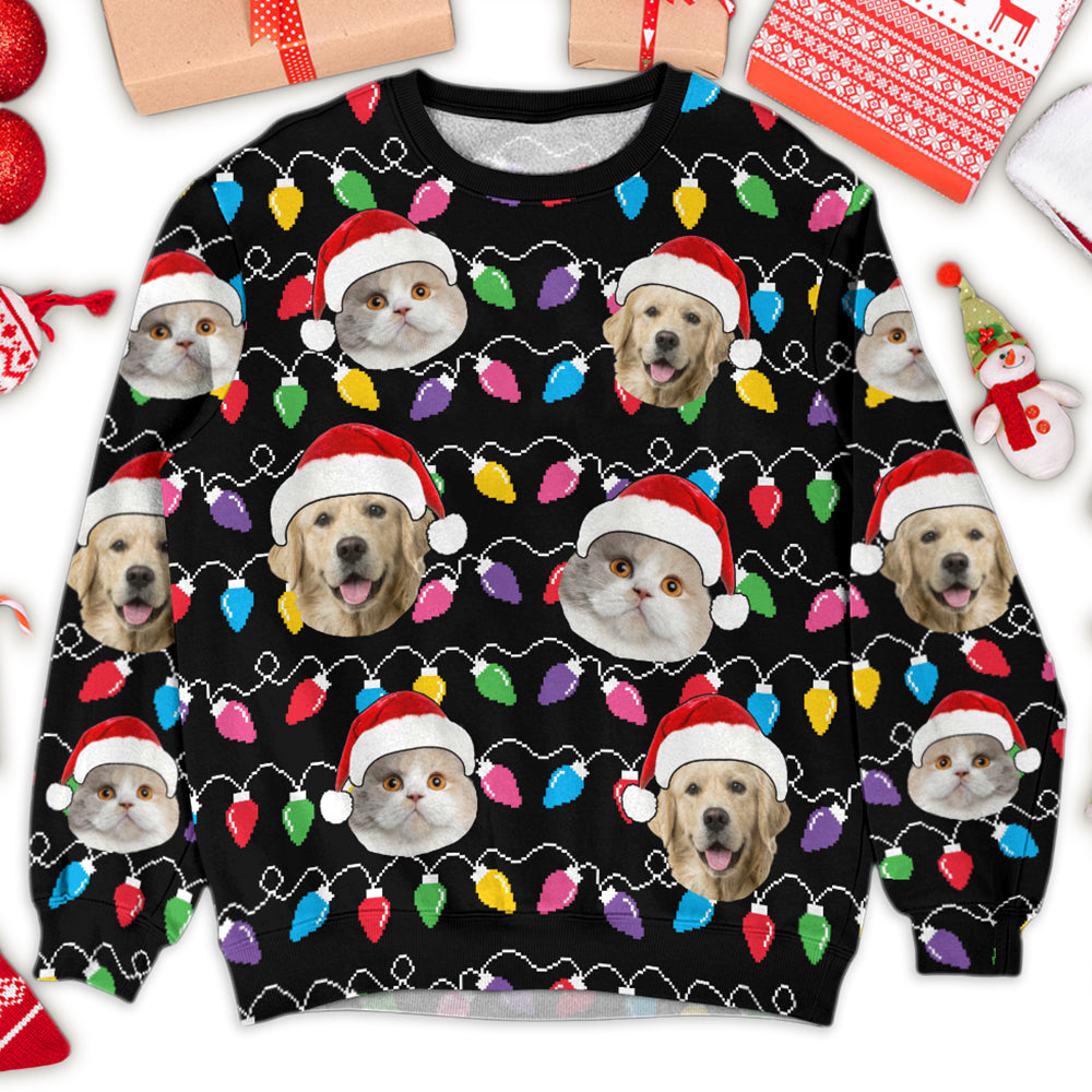 Custom Face Christmas Dog, Pet Silly Xmas Leds - Personalized Photo All Over Print Shirt Tu20