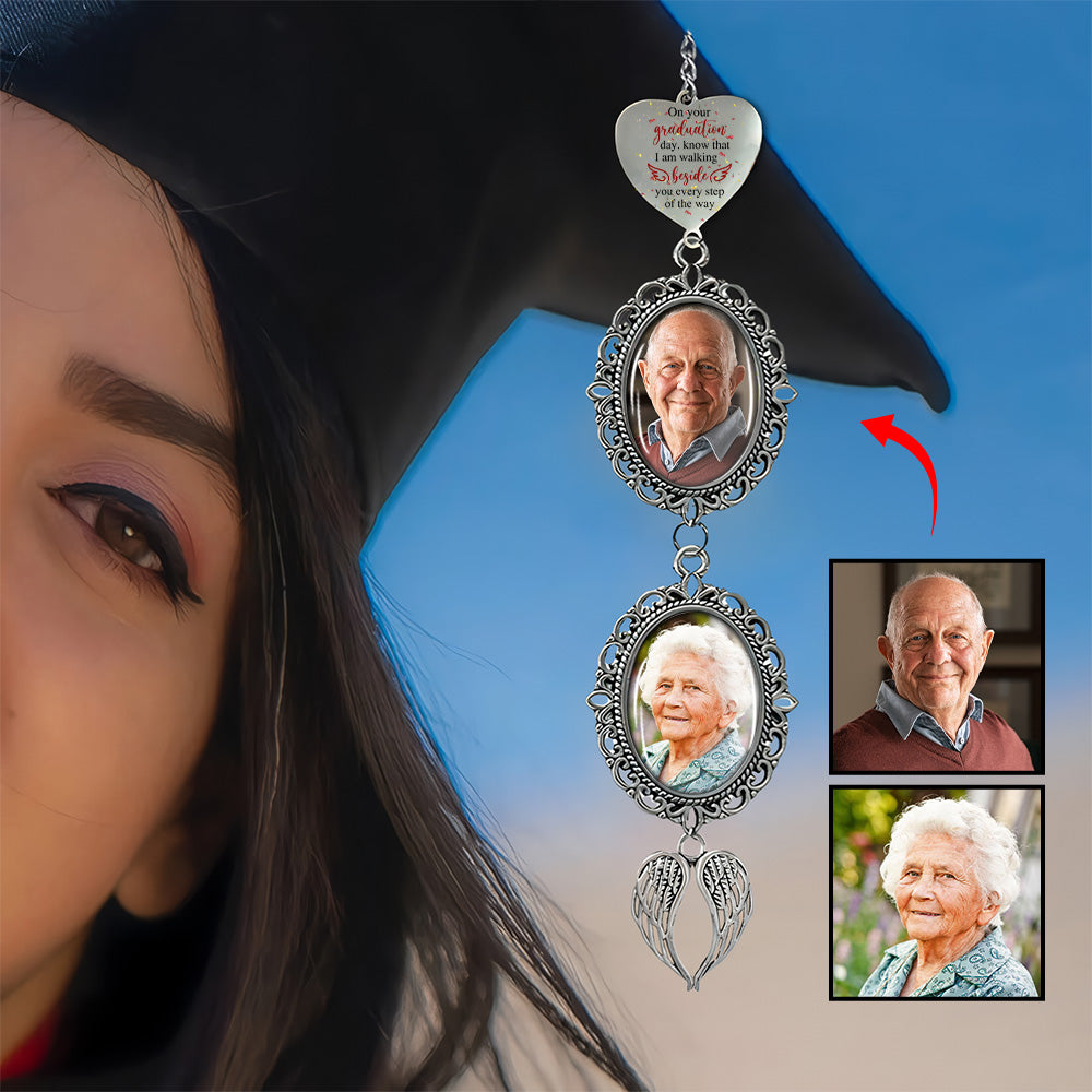 Graduation Walking Beside You Every Step - Custom Graduation Tassel Photo Charm Tu20