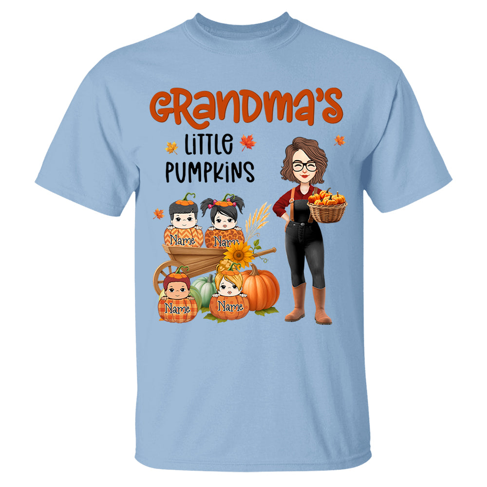 Grandma's Little Pumpkins Love Nana Life Kids, Grandkids Names - Personalized Shirt For Grandma Nh00