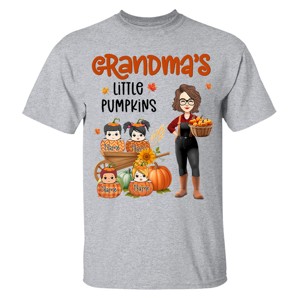 Grandma's Little Pumpkins Love Nana Life Kids, Grandkids Names - Personalized Shirt For Grandma Nh00