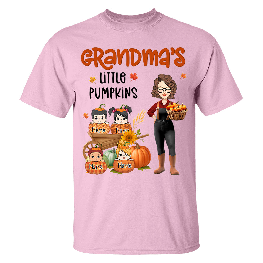 Grandma's Little Pumpkins Love Nana Life Kids, Grandkids Names - Personalized Shirt For Grandma Nh00