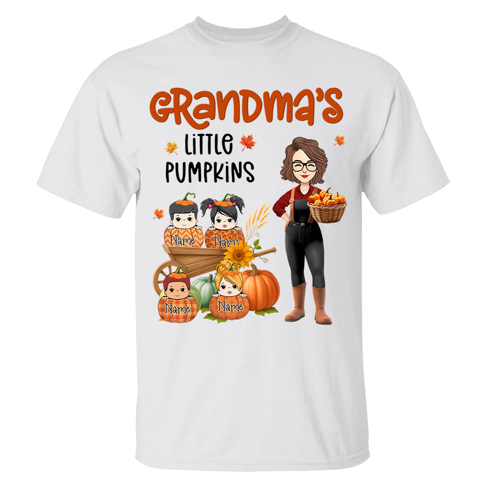 Grandma's Little Pumpkins Love Nana Life Kids, Grandkids Names - Personalized Shirt For Grandma Nh00