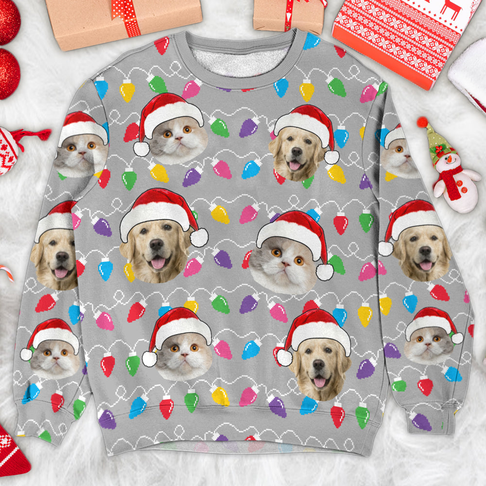 Custom Face Christmas Dog, Pet Silly Xmas Leds - Personalized Photo All Over Print Shirt Tu20