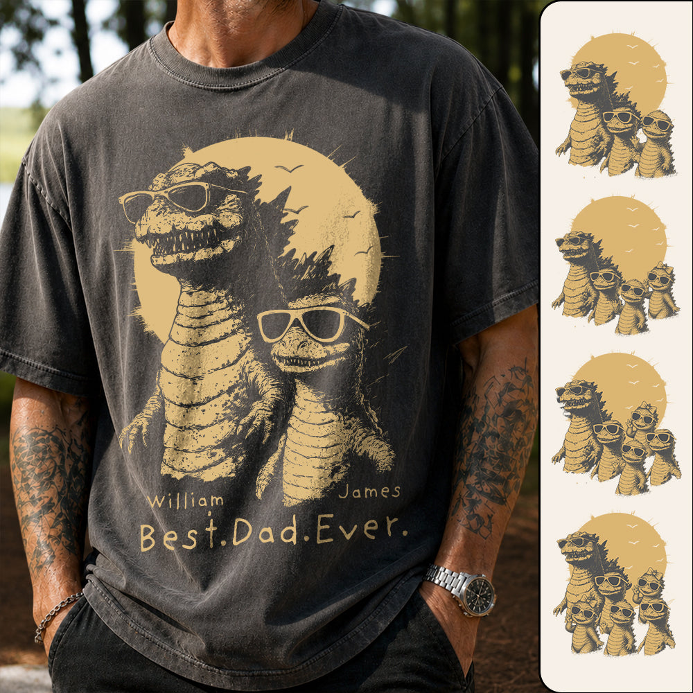 Personalized Best Dad Ever Dadzilla T-Shirt Father Day Gifts for Dad Funny Papa Tshirt Cool Daddy Dinosaur Tee Hv01