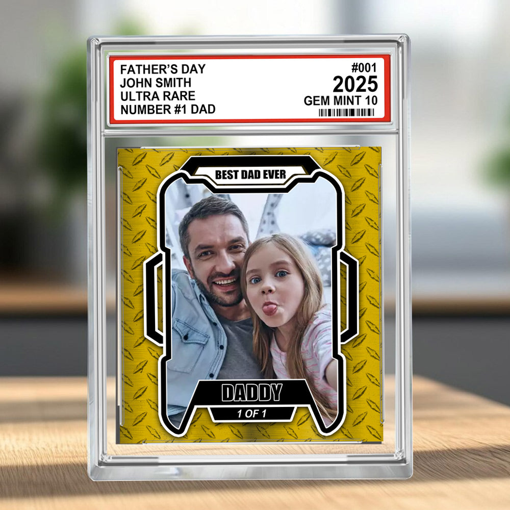 Father’s Day Ultra Rare No1 Dad Trading Card Style Personalized Acrylic Block Plaque  – Custom Photo Gift for Dad Do98
