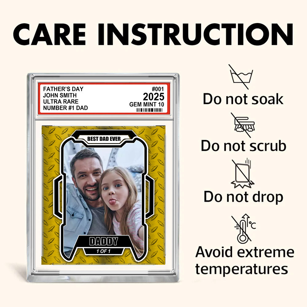 Father’s Day Ultra Rare No1 Dad Trading Card Style Personalized Acrylic Block Plaque  – Custom Photo Gift for Dad Do98