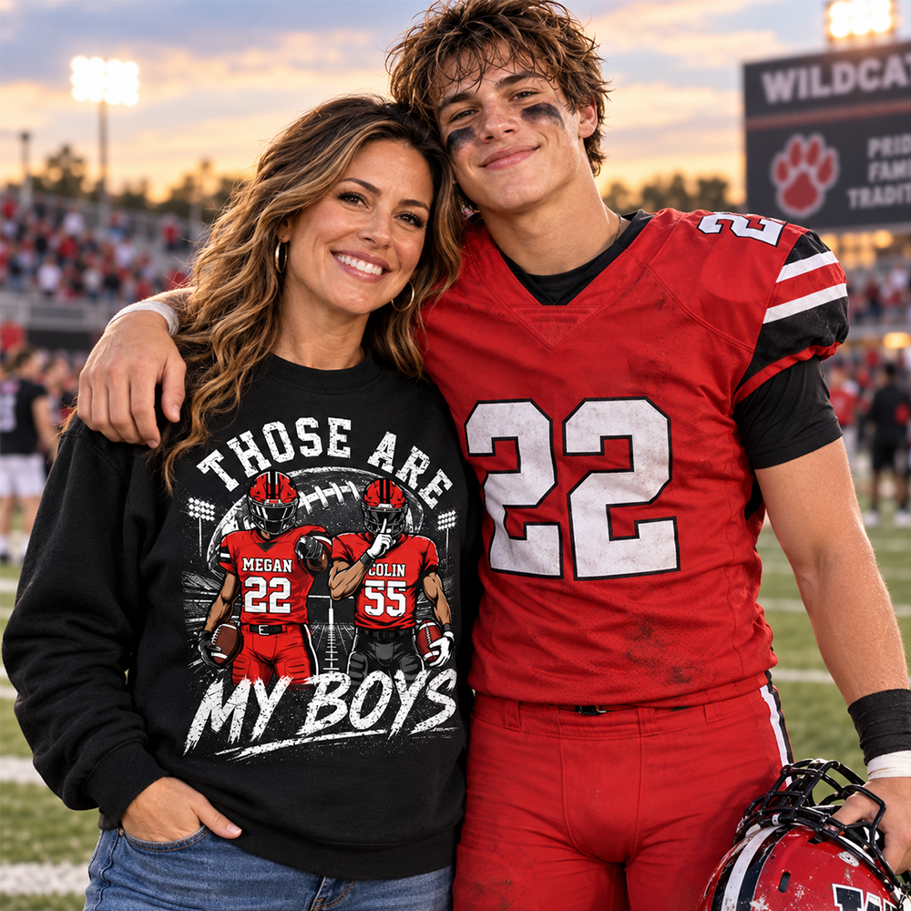 Personalized Those Are My Boys Football Mom Shirt, Custom Sports Mom Gameday Shirt T1807 Hv01
