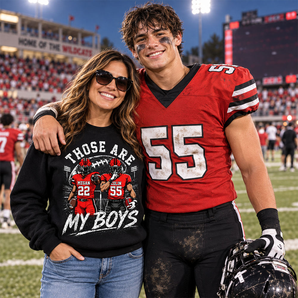 Personalized Those Are My Boys Football Mom Shirt, Custom Sports Mom Gameday Shirt T1807 Hv01