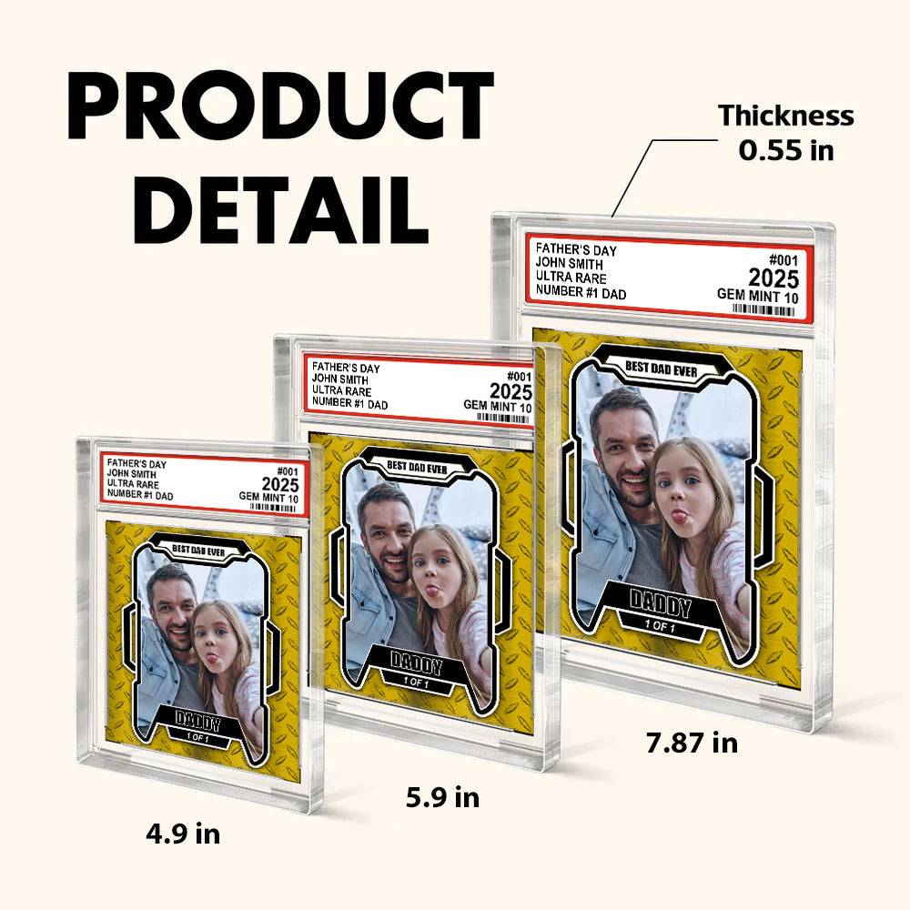 Father’s Day Ultra Rare No1 Dad Trading Card Style Personalized Acrylic Block Plaque  – Custom Photo Gift for Dad Do98