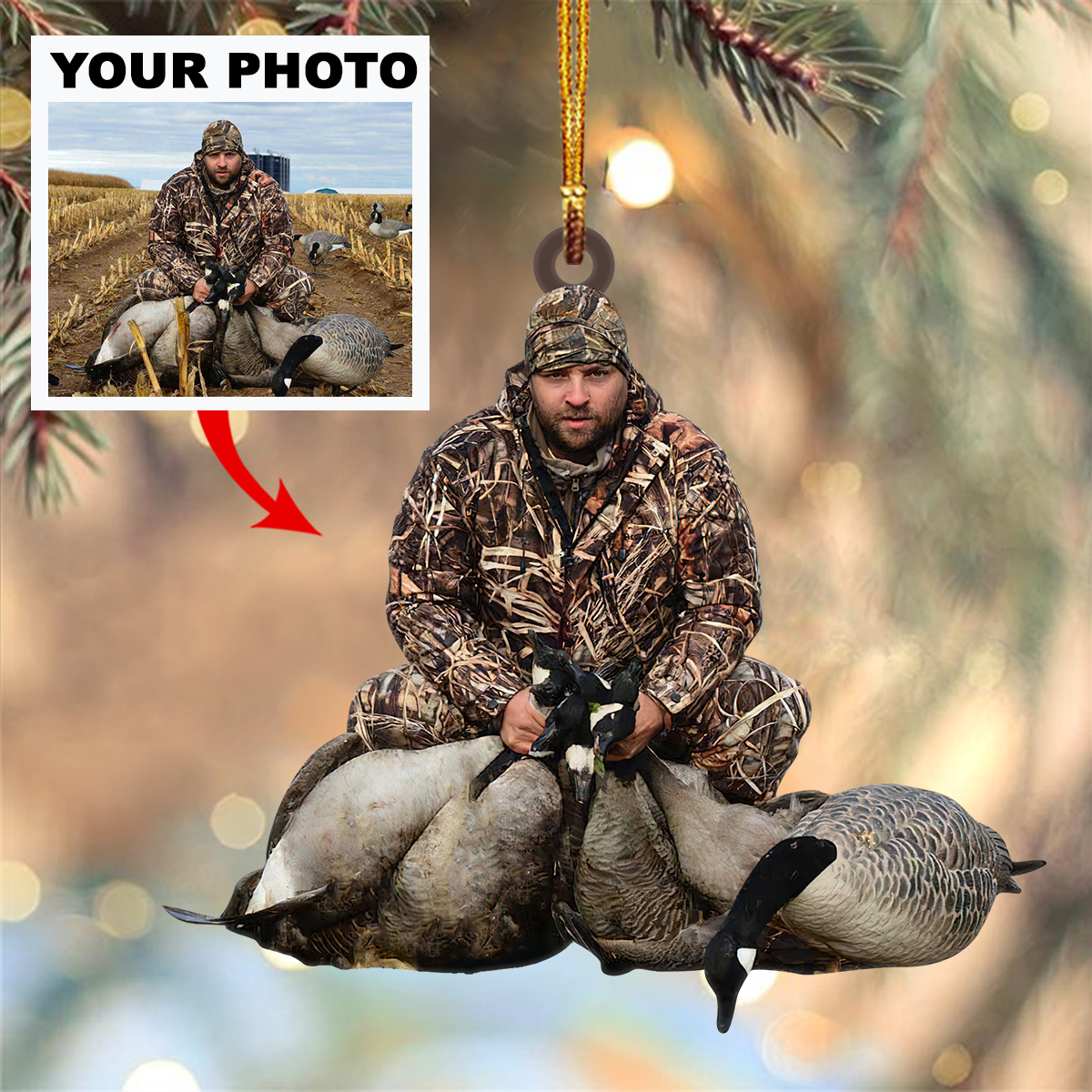 Photo Ornament Gift For Hunting Lovers - Custom Upload Photo Deer Hunting Lovers