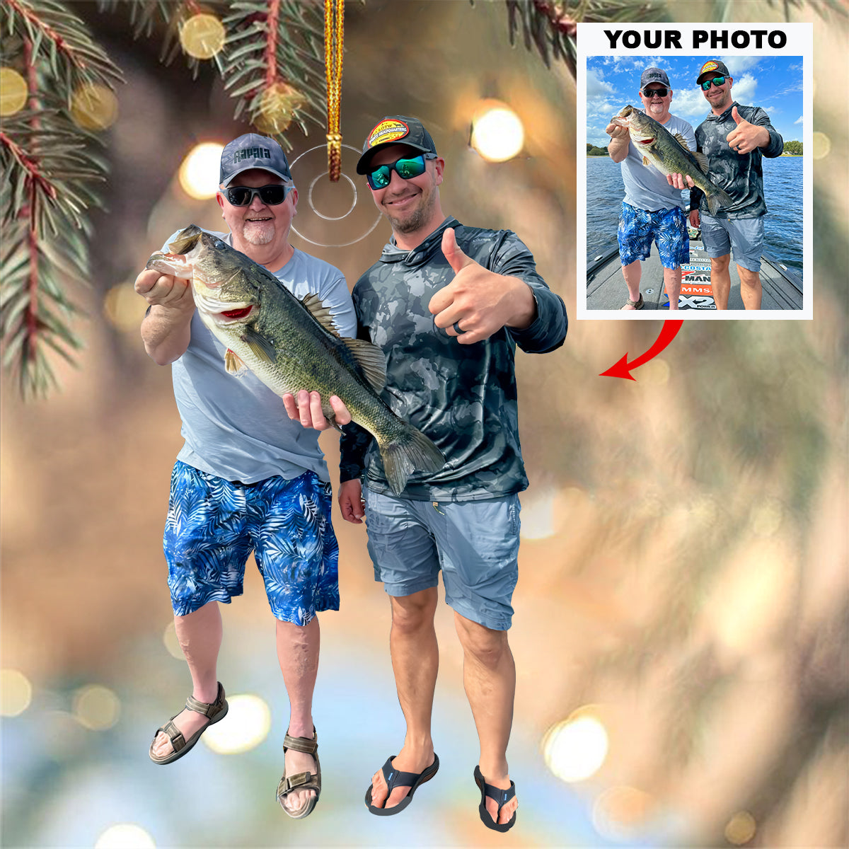 Custom Photo Fishing Master Ornament Gift For Fishing Lovers - Personalized Upload Photo Fisherman