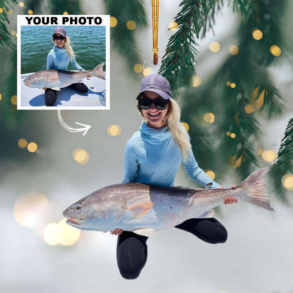 Custom Upload Photo Fisherman - Personalized Photo Ornament Gift For Fishing Lovers