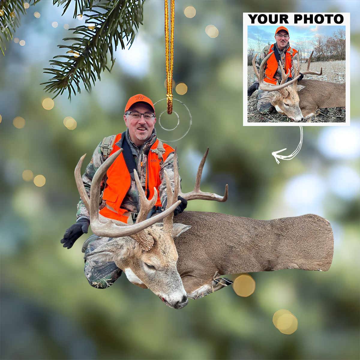 Custom Photo Hunting Ornament Gift For Hunting Lovers - Gift For Hunter - Personalized Photo Ornament