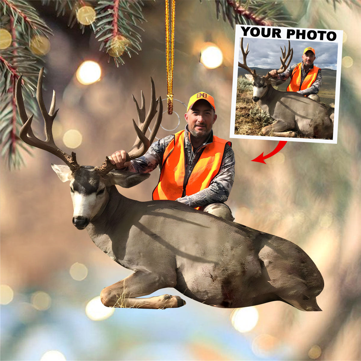 Custom Photo Hunting Ornament Gift For Hunting Lovers - Gift For Hunter - Personalized Upload Photo Hunter