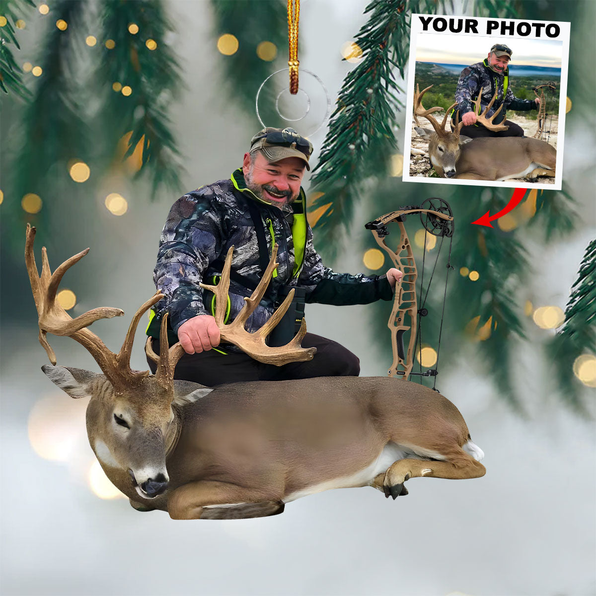 Photo Ornament Gift For Hunting Lovers - Custom Upload Photo Deer Hunting Lovers