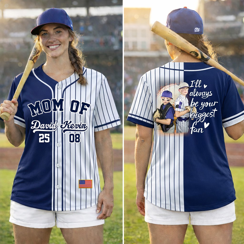 I'll Be Your Biggest Fan, Custom 2 Colors Personalization Split Baseball Jersey, Custom Photo Baseball Jersey, Gift For Baseball Lover A2110