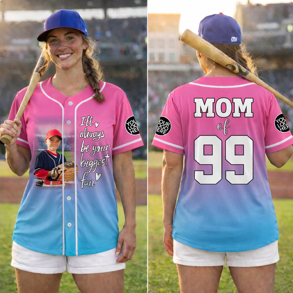 I'll Be Your Biggest Fan, Gradient Custom Baseball Jersey, Gift For Baseball Mom, Baseball Lovers A2110