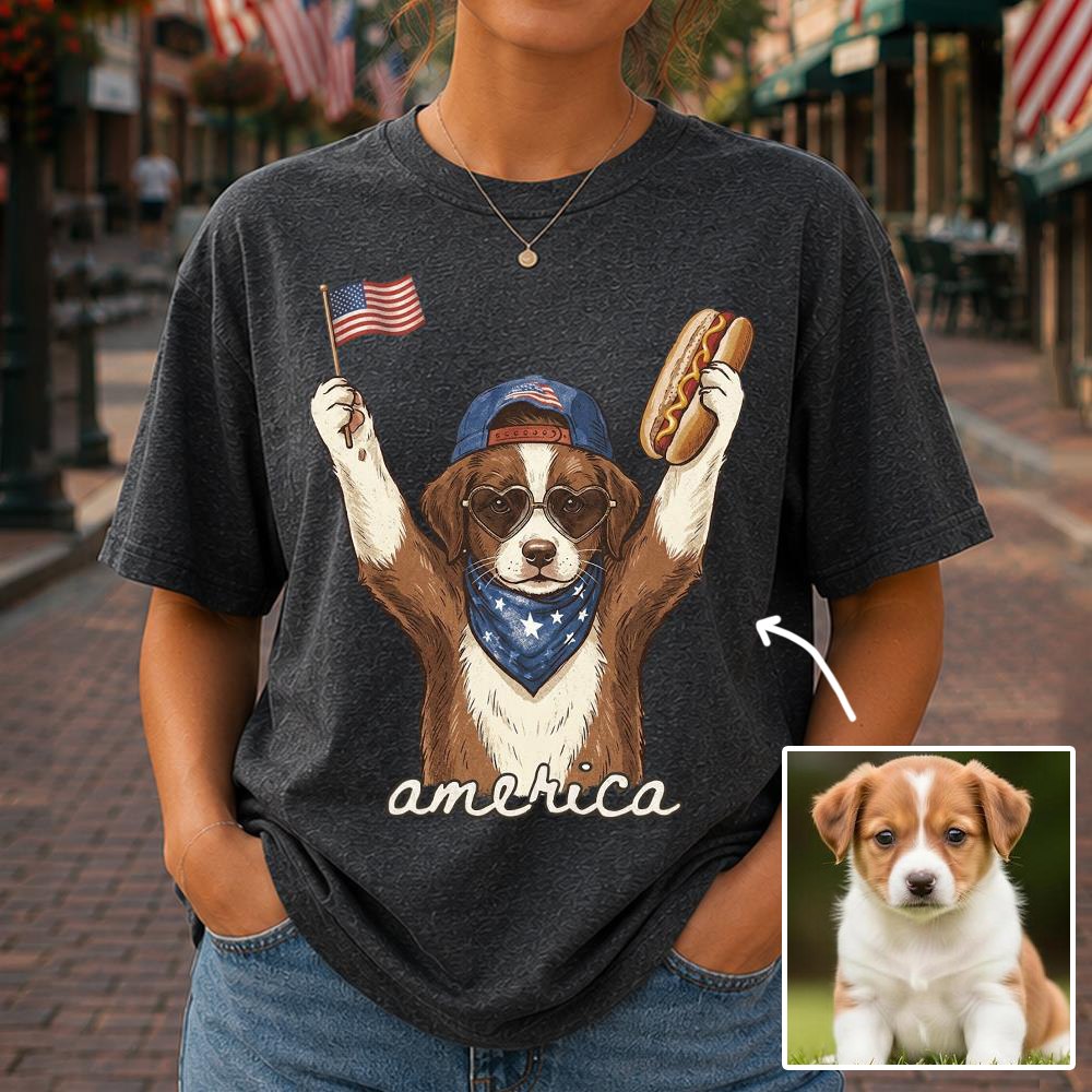 Personalized Dog Cat Photo T-Shirt – Patriotic USA Gift Shirt