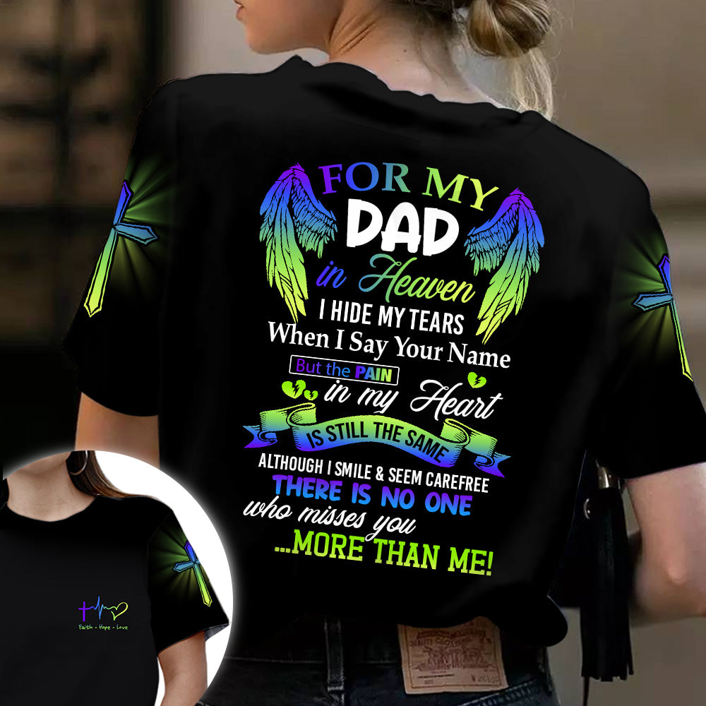 For My Dad in Heaven Personalized Memorial All Over Print Shirt