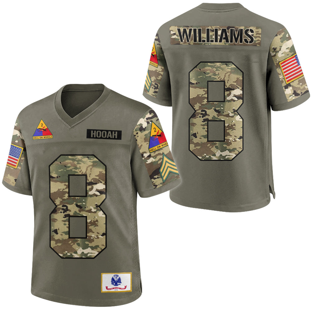 Personalized Football Jersey Military Shirt Custom Camouflage Gift For Soldier Veteran H2511