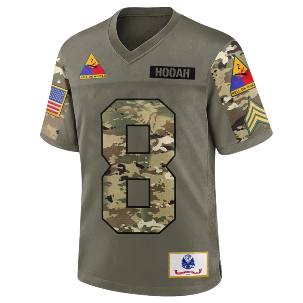 Personalized Football Jersey Military Shirt Custom Camouflage Gift For Soldier Veteran H2511