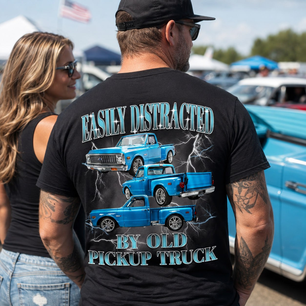 Easily Distracted By Old Car - Custom Pickup Truck Photo Shirts - Gift For Car Lovers A2110 Pt99