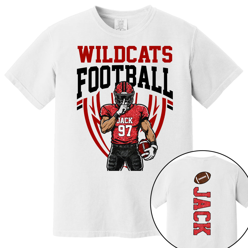 Custom Football Team Name & Number Shirt Football Mom Shirt Football Team Shirt Game Day Shirt Gift for Mom High School Football Cheer Shirt Vr2