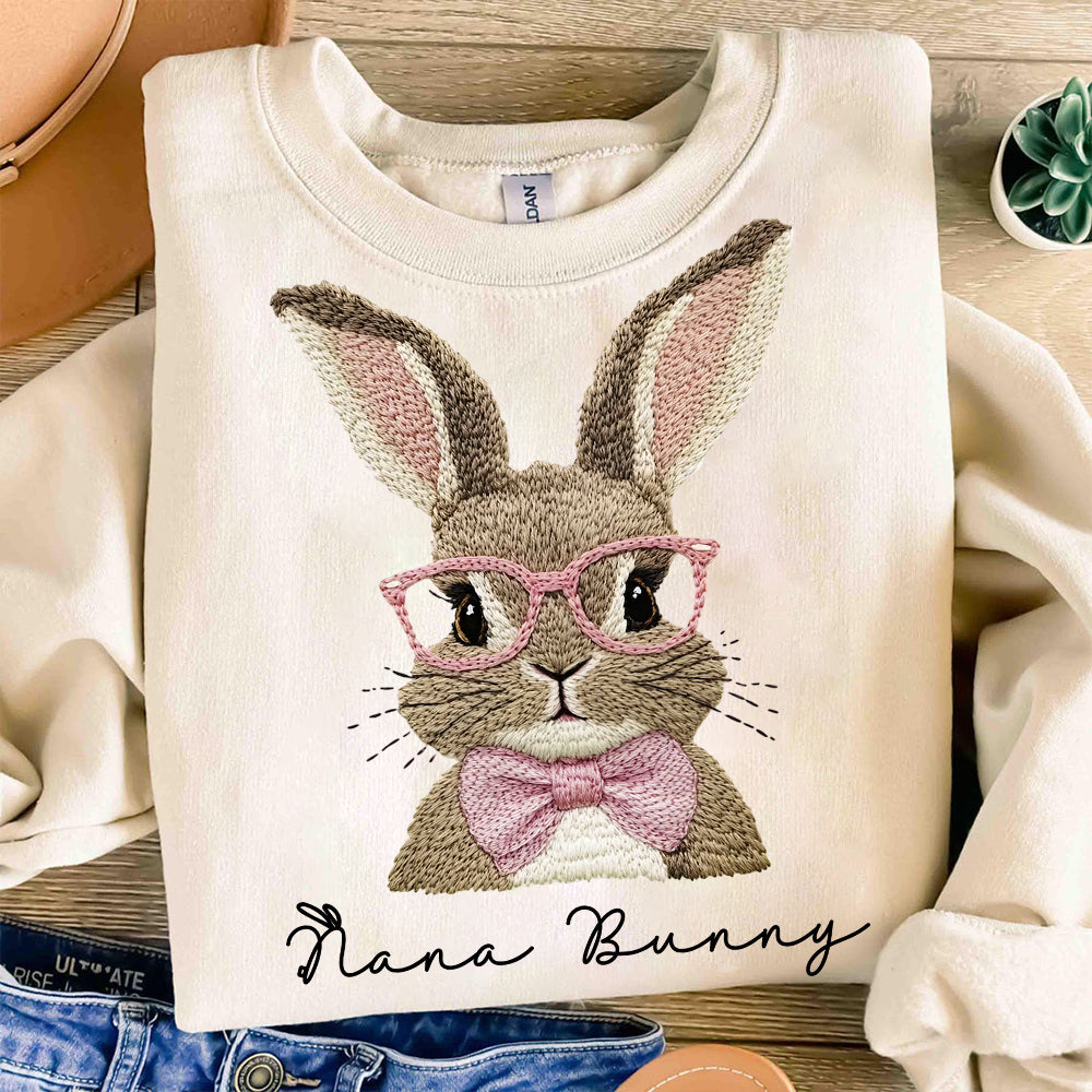 Nana Bunny Shirt - Custom Nickname For Grandma Gigi Mimi - Easter Bunny Personalized Shirt NA04  Hv01