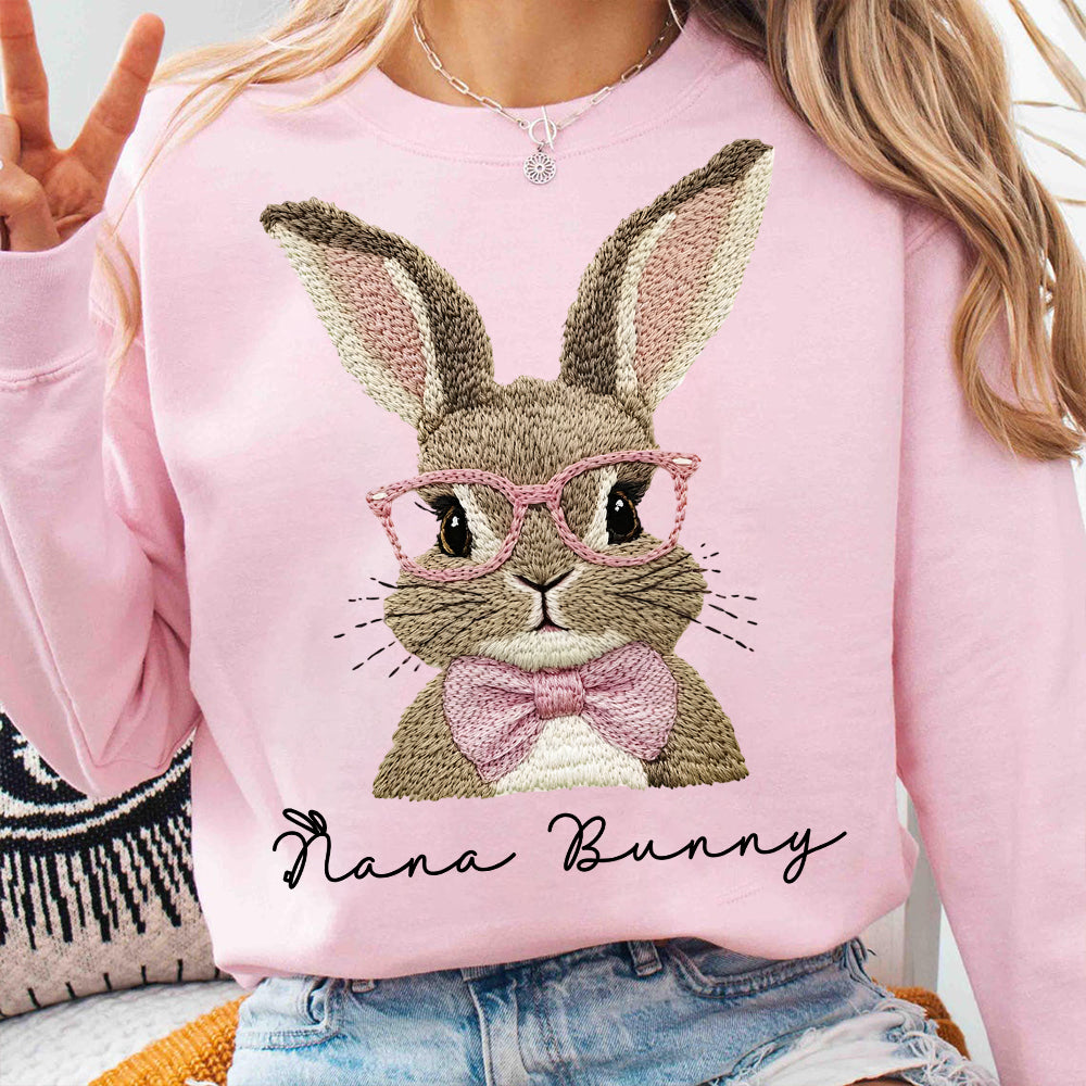 Nana Bunny Shirt - Custom Nickname For Grandma Gigi Mimi - Easter Bunny Personalized Shirt NA04  Hv01