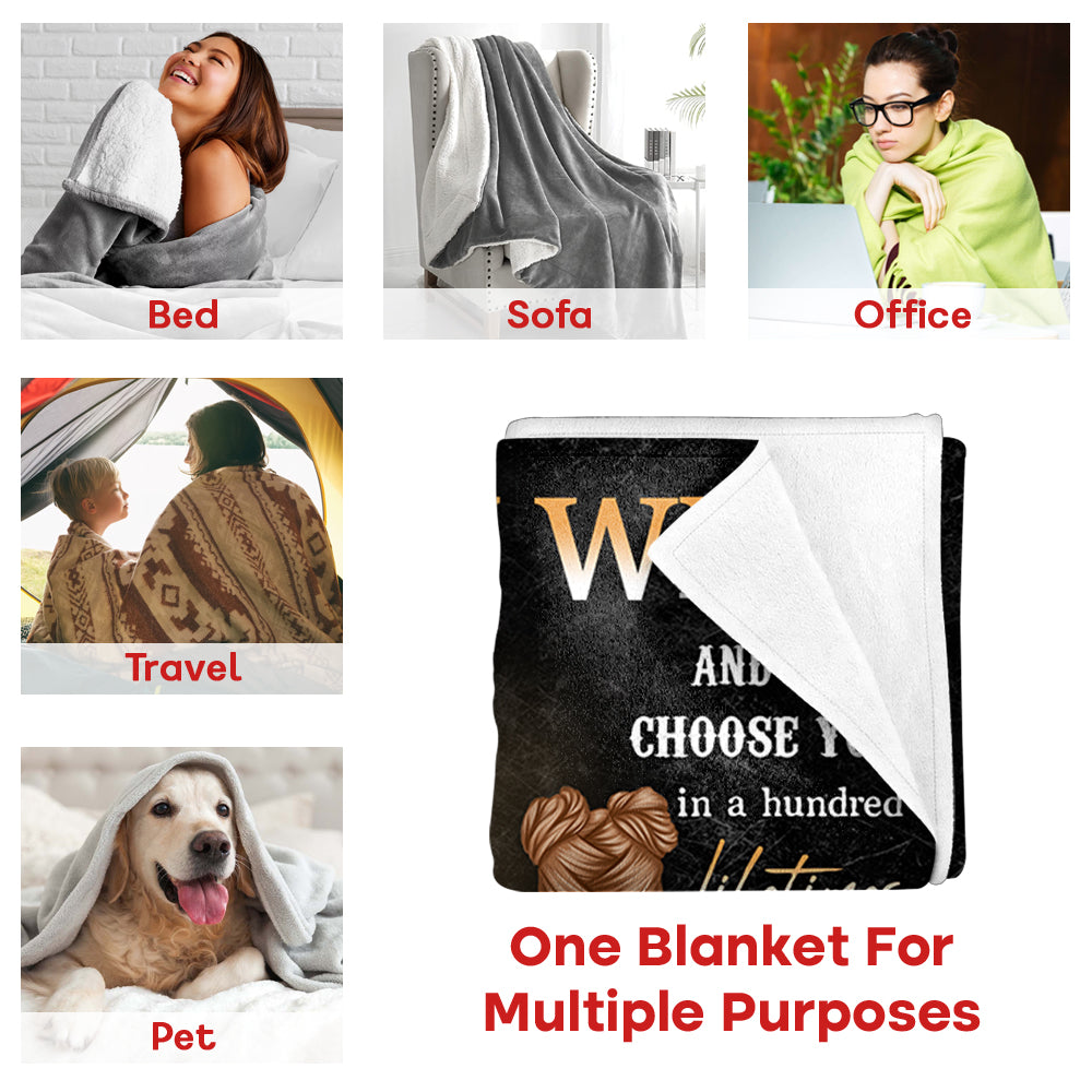 To My Wife I Choose You To Do Life With Hand In Hand Black Couple Custom Blanket Gift For Wife VH01