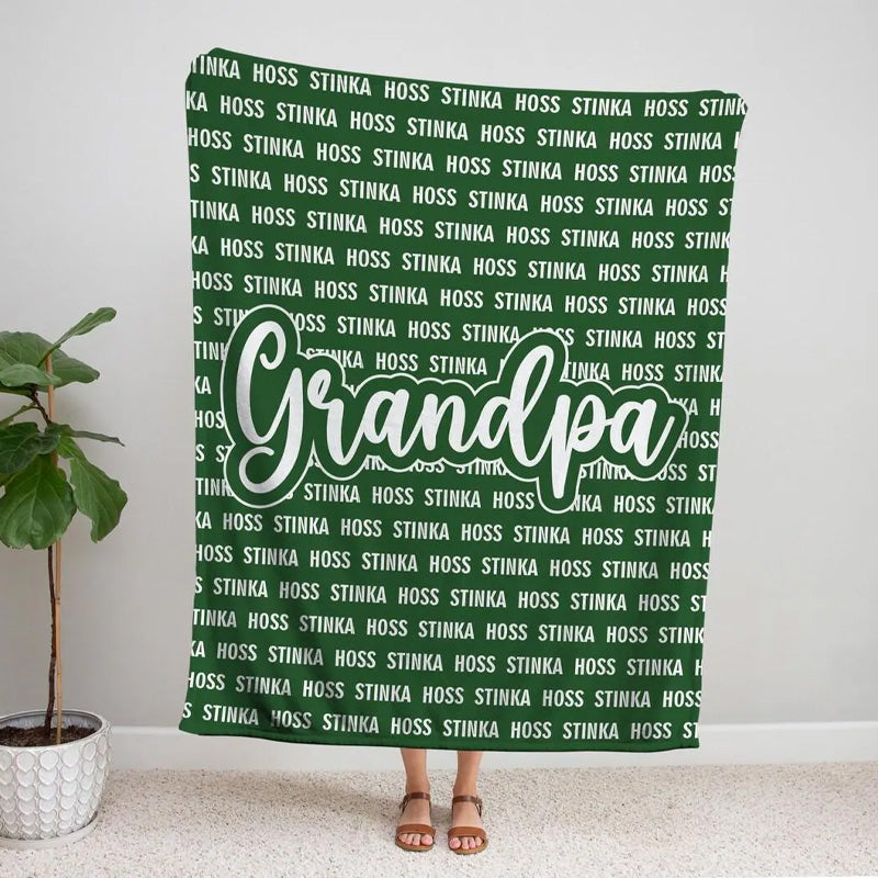 Papa Blanket, Custom Name Blanket, Fleece, Sherpa Blanket, Personalized Family Name Blanket