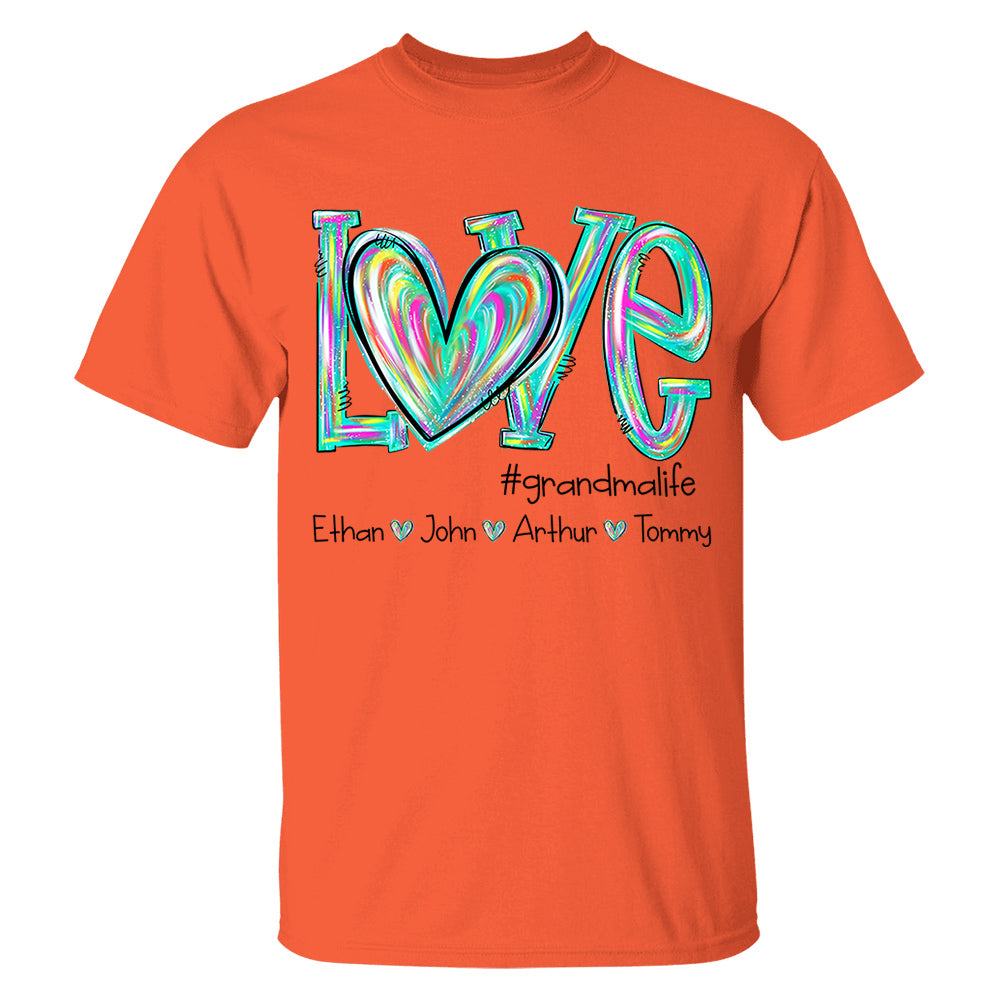 Personalized Love Flower Color 4 Heart For Grandma And Kids Shirt For Grandma & Mom - Mother's Day Gift - Birthday Gift For Her