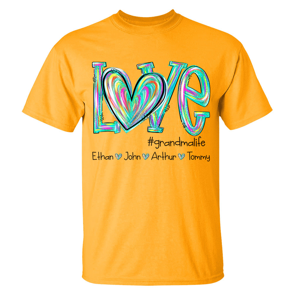 Personalized Love Flower Color 4 Heart For Grandma And Kids Shirt For Grandma & Mom - Mother's Day Gift - Birthday Gift For Her