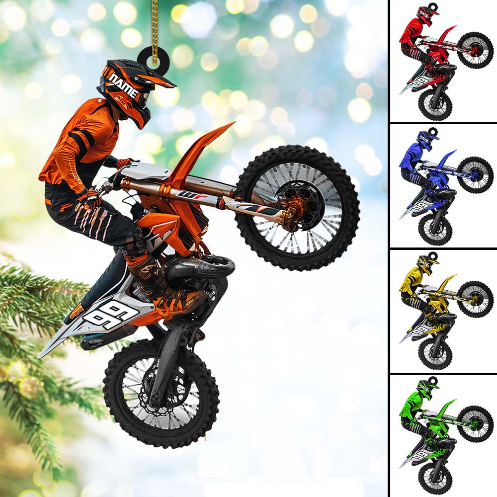 Personalized Ornament Motocross Biker - Custom Acrylic Ornament Printed Two Sides With The Same Design