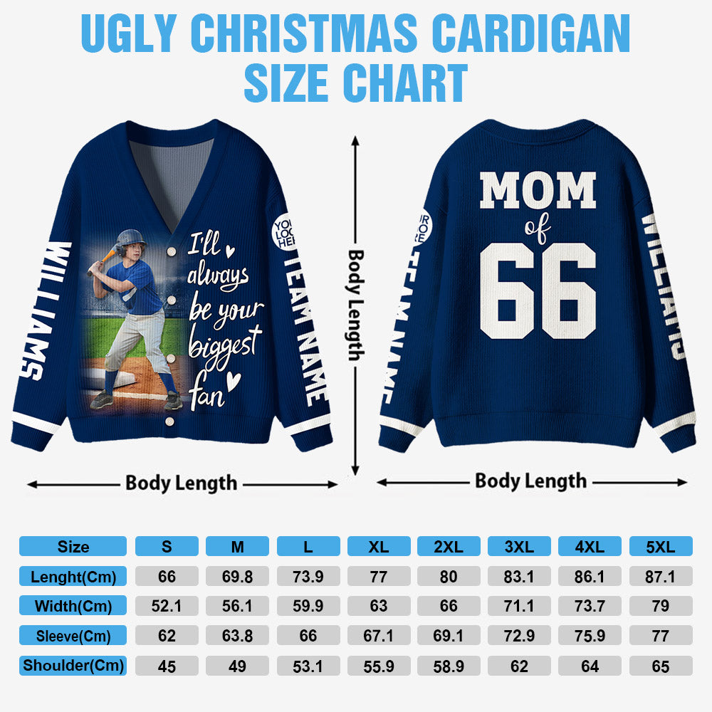 Custom Photo Baseball Game Day Baseball Ugly Cardigan Gift For Baseball Lovers - Personalized Gift For Baseball Players Tu24 Pt99