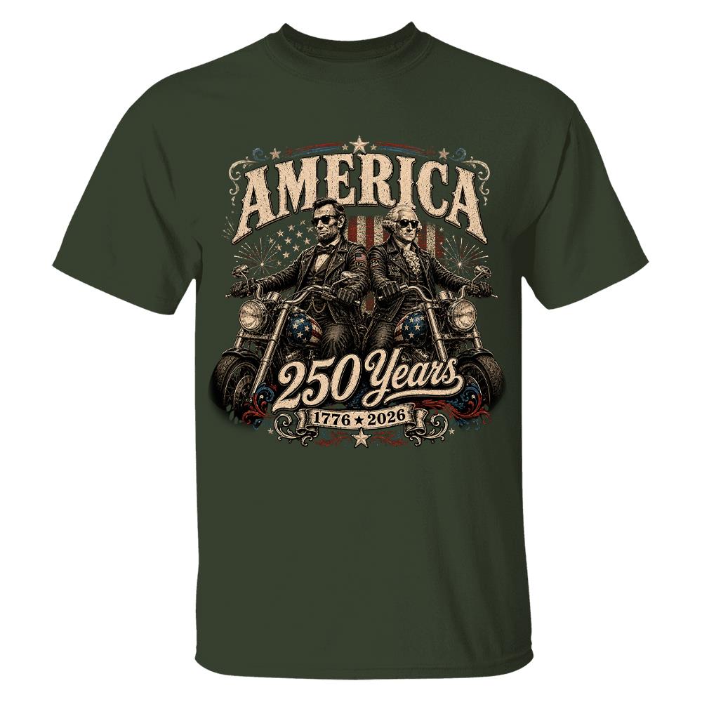 America 250 Years Biker MC Patriotic Motorcycle Shirt, 1776 2026 USA 250th Anniversary Vintage Graphic Tee Hv01