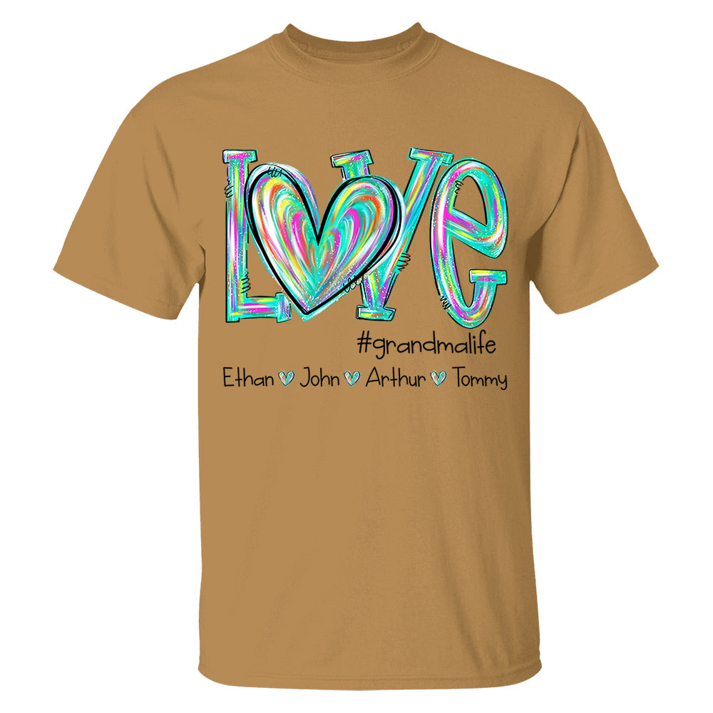 Personalized Love Flower Color 4 Heart For Grandma And Kids Shirt For Grandma & Mom - Mother's Day Gift - Birthday Gift For Her