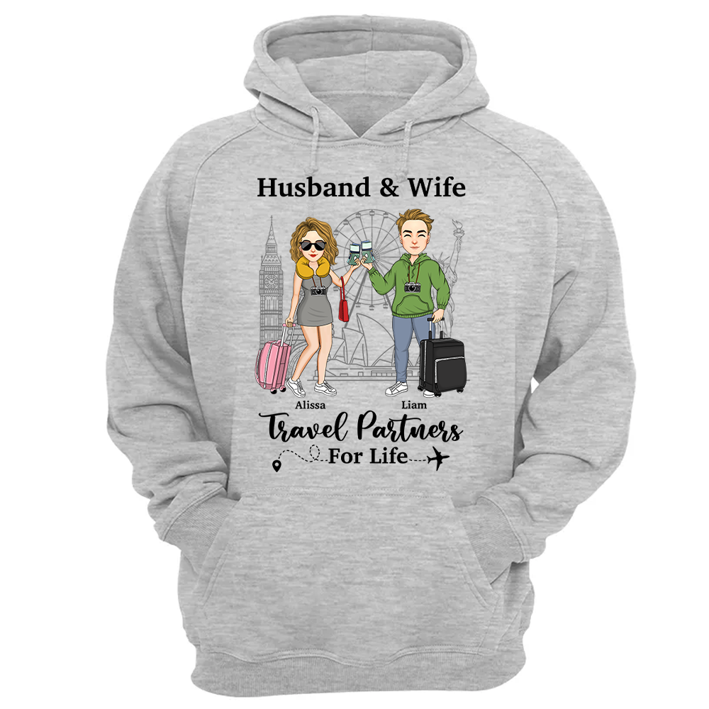 Travel Couple Travel Partners For Life - Couple Gift - Personalized Traveling Shirt Pa00